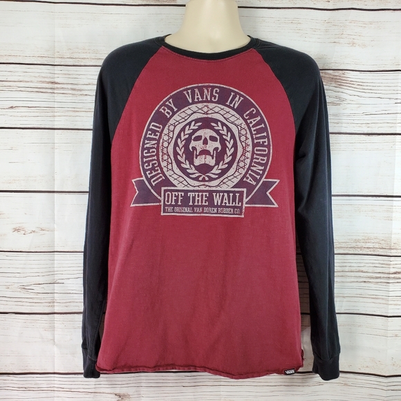 Vans Other - Vans | Skull Long Sleeve Maroon Ringer Shirt